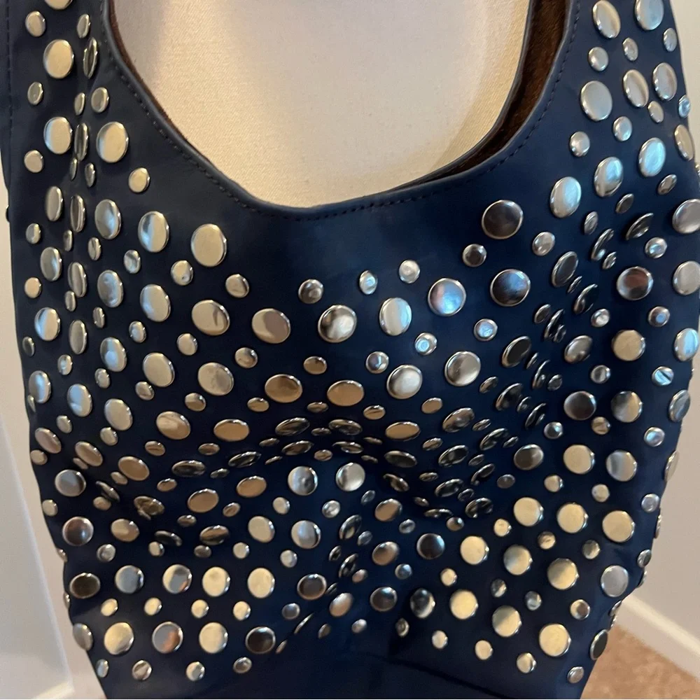 BLUE Studded Shoulder Bag – Edgy Punk Rock Tote